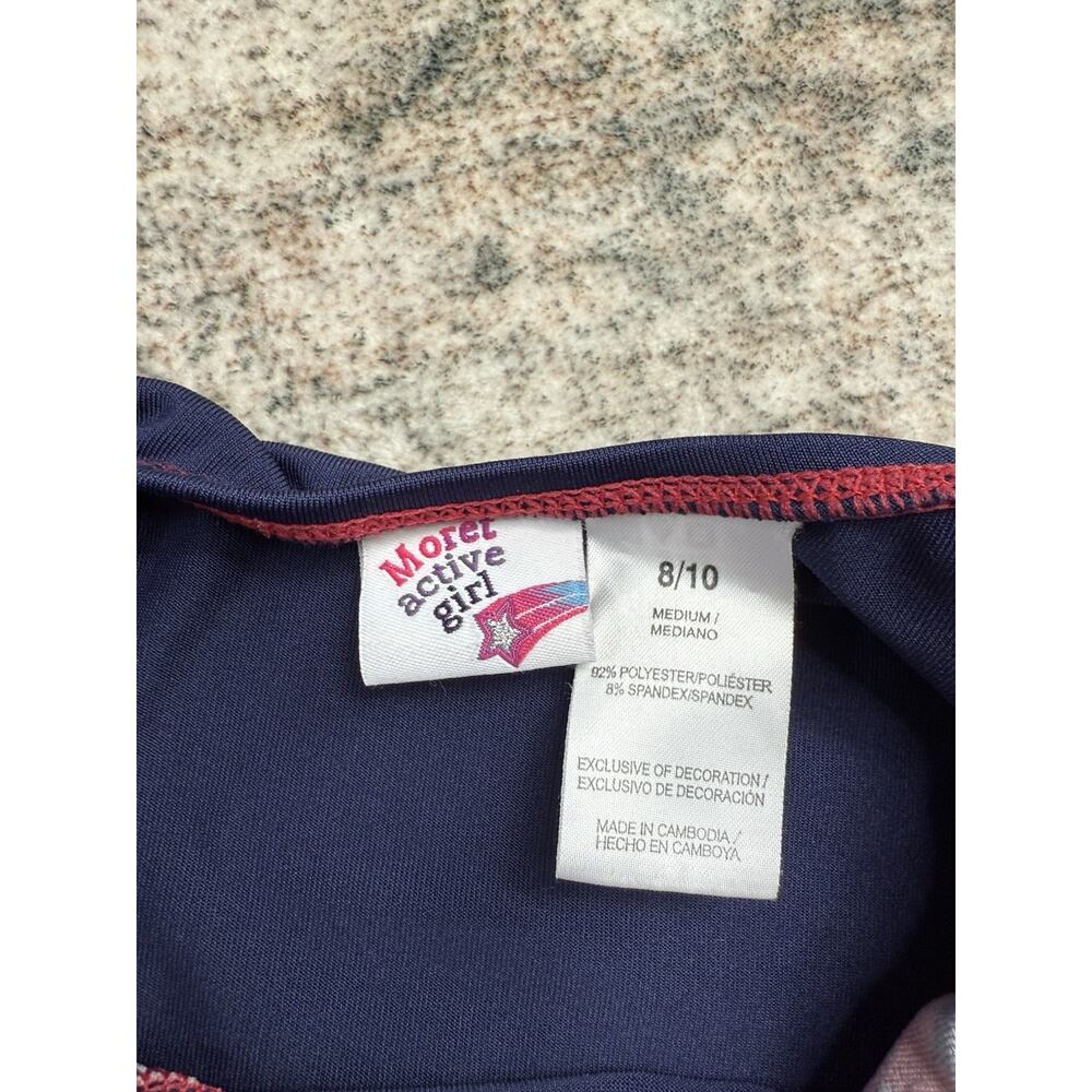 girls sz 8/10 patriotic/American red white & blue leotard with gold stars - Picture 3 of 4